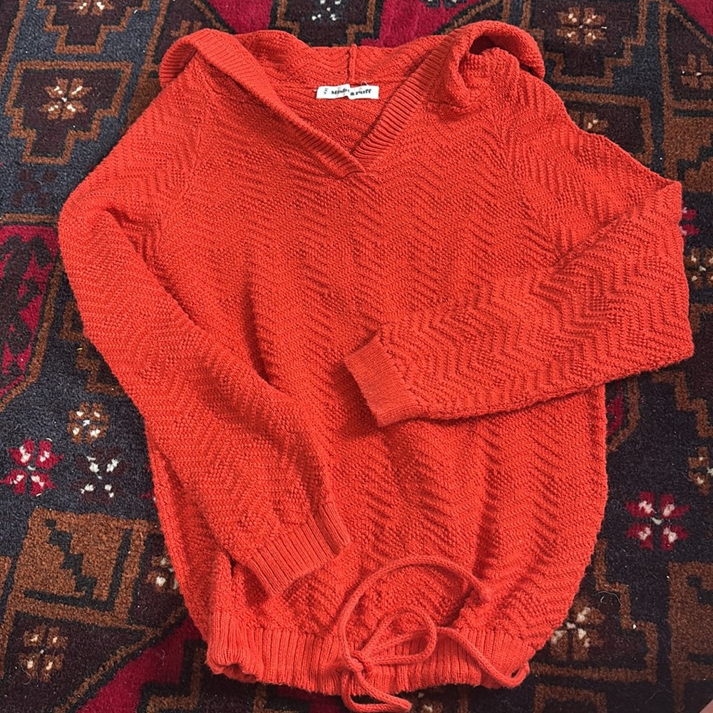Misha & puff hooded cotton sweater w/ drawstring 5-6 years